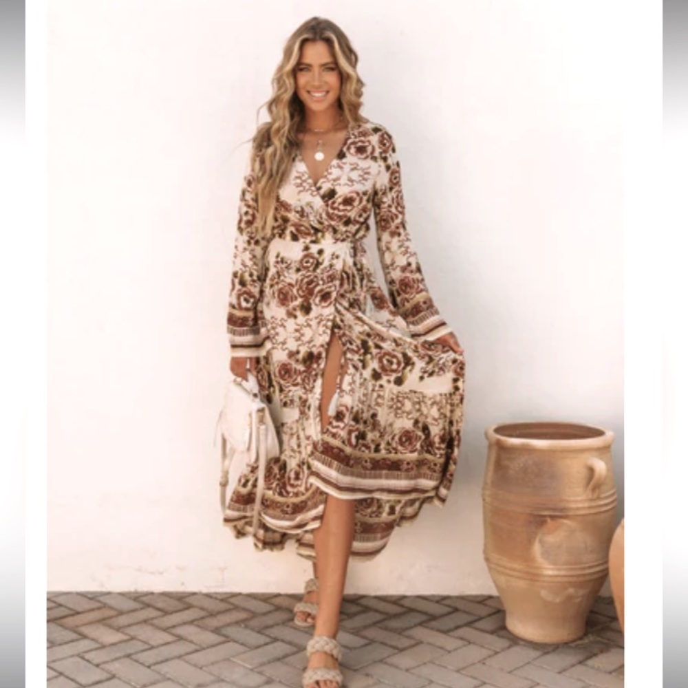 VICI fall floral wrap dress